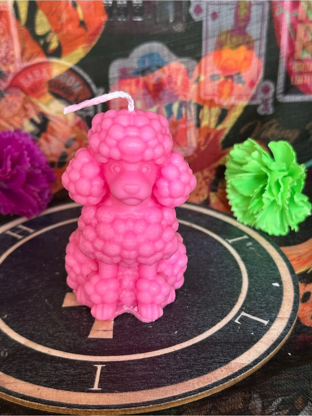 Handmade Pink Poodle Candle – Retro Dog Decor